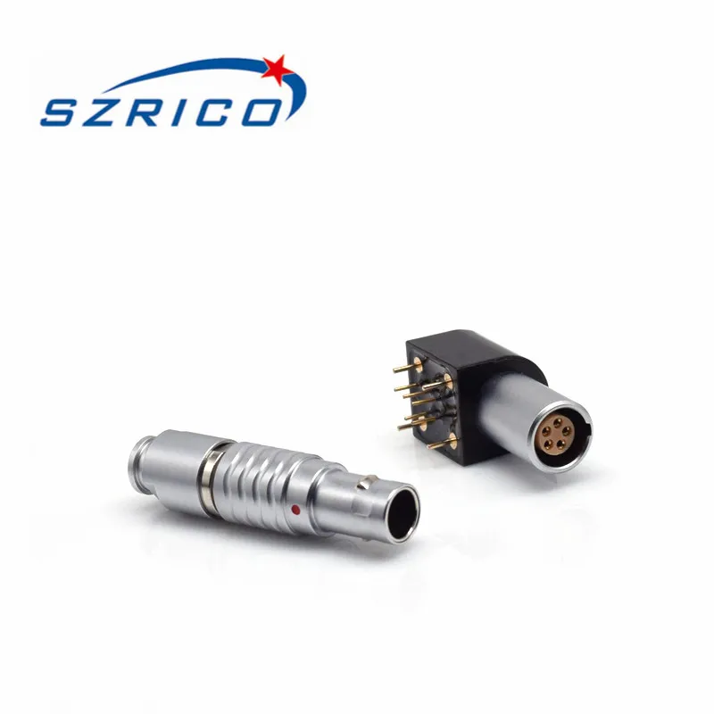

B Type EPG FGG 2 3 To 9 P Brass Pin 0B Multipole Panel Mount Cable Onboard Crimp Right Angle Receptacle Plug Aviation Connector