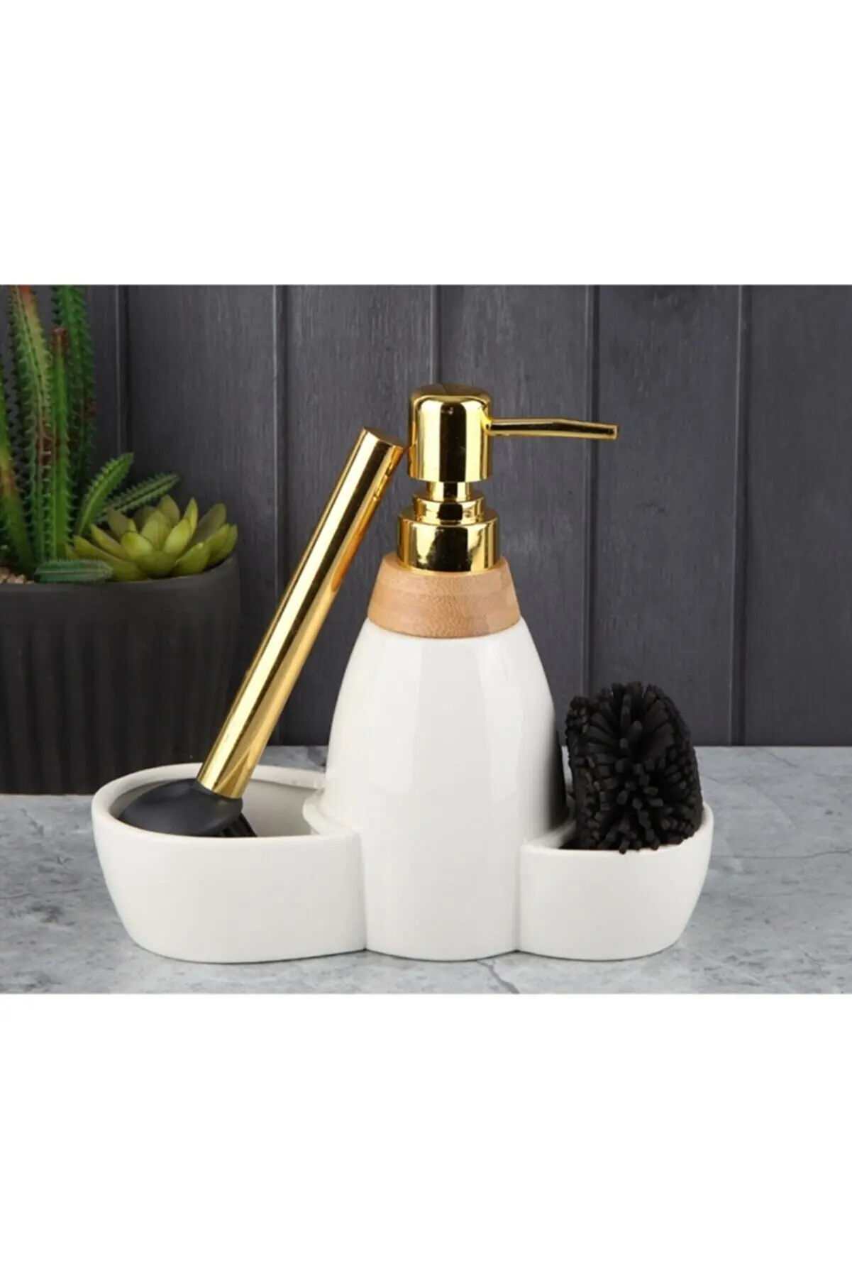 

Bamboo Brushed Liquid Soap Dispenser Set