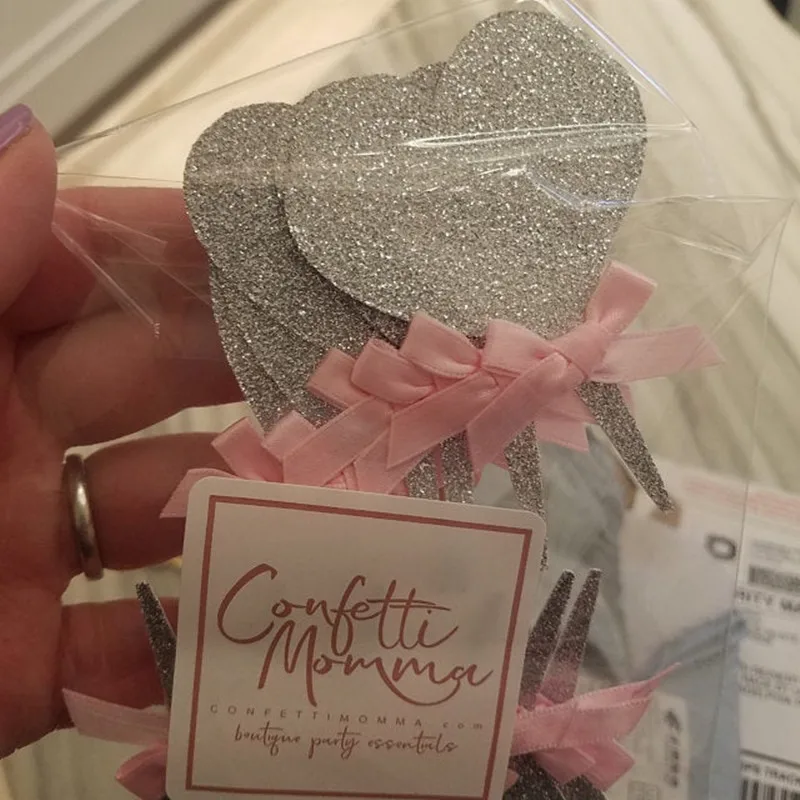 

Custom Personalize glitter Heart Cupcake Toppers Pink and Gold Bridal Shower Decorations milestones birthday food toothpicks
