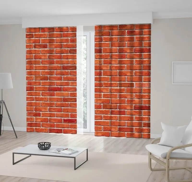 Штора красная кирпичная стена Грубая поверхность строительство современные