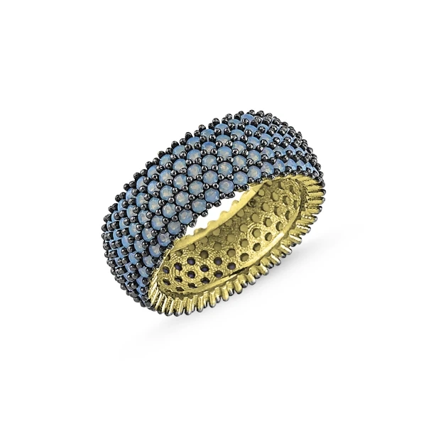 

Silver 925 Sterling Gold Plated 5 Must Nano Gemstone Tamtur Ring