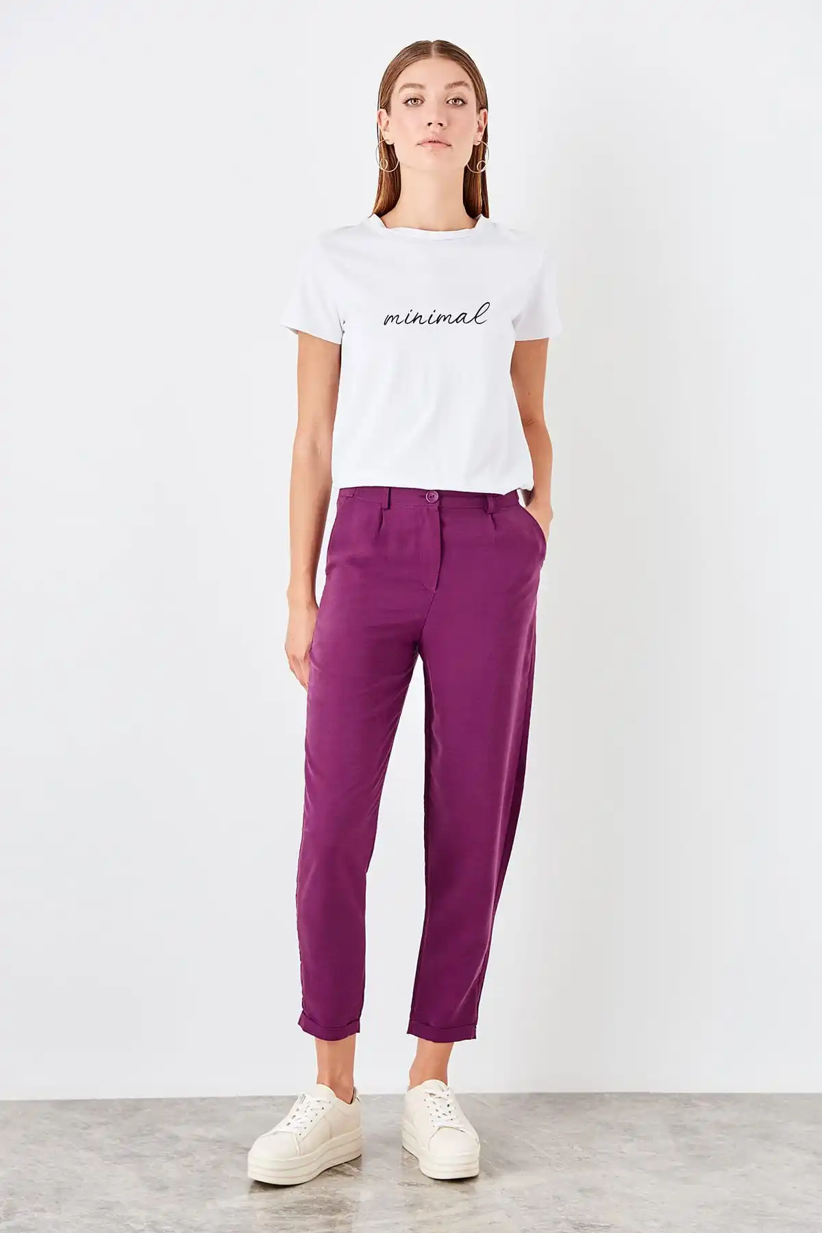 Trendyol Mürdüm Liyosel Carrot Pants TOFSS19ST0009