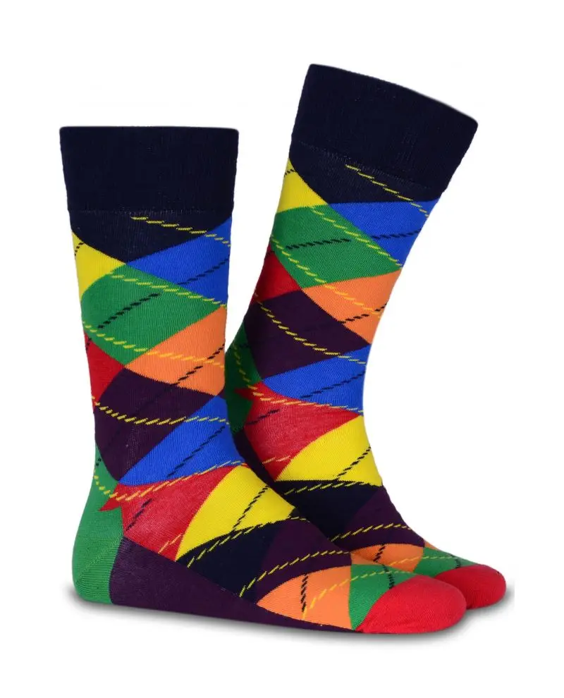 Разноцветные носки с узором в клетку | Женская одежда