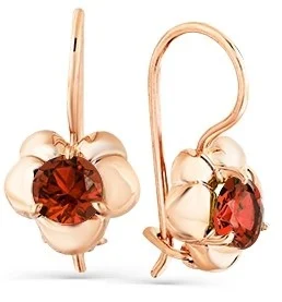 MAGIC STONES Серьги с 2 гранатами из красного золота|Серьги-подвески| |