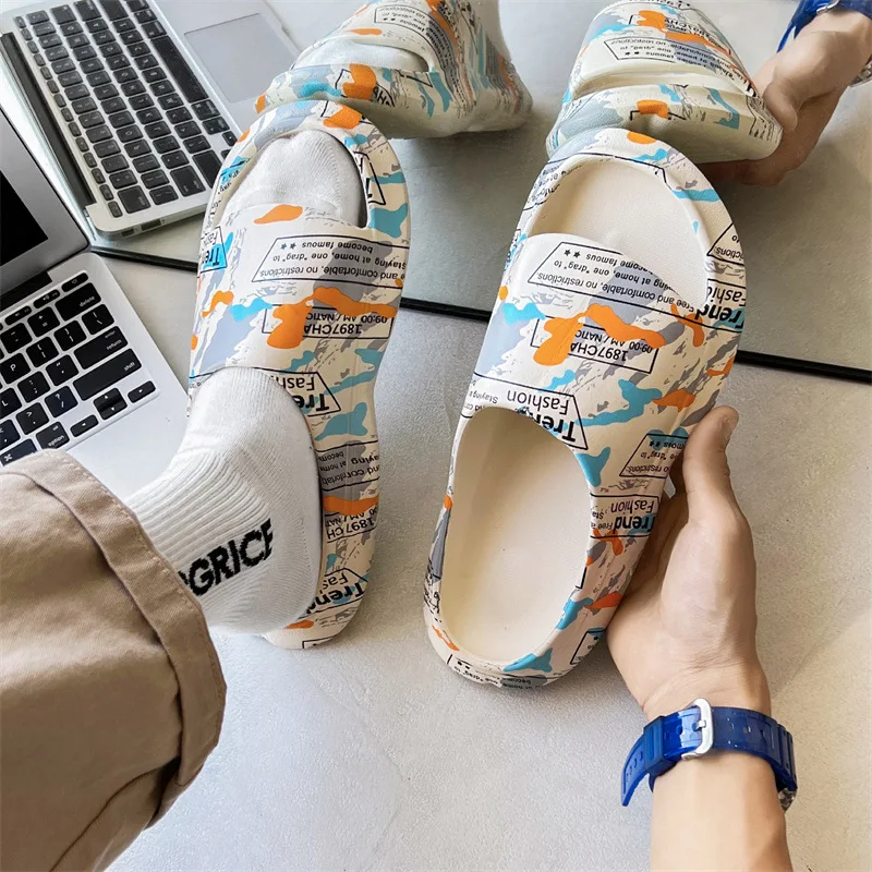 

New Men's Summer Slippers Anti-slip Thicken EVA Soft Slipper Outdoor Beach Flip Flops For Men Household Comfortable Shoes