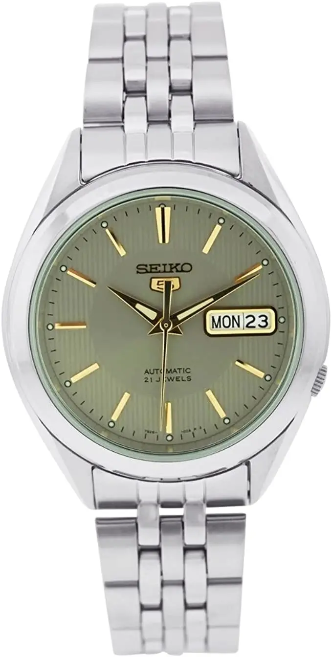 Мужские автоматические часы Seiko 5 SNKL19K1 серый циферблат стальной ремешок мужские