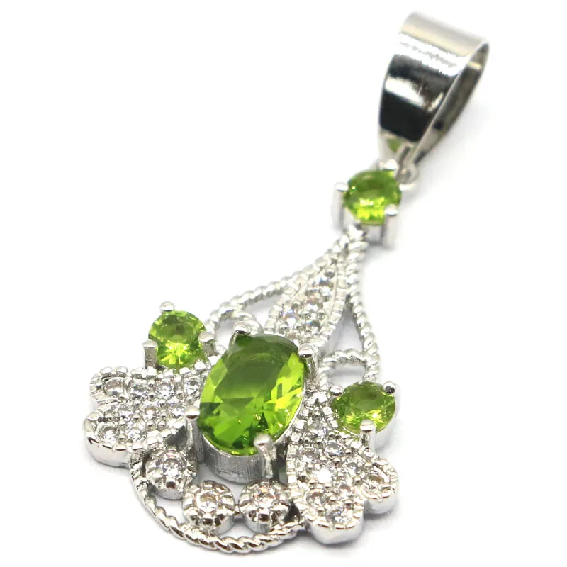 33x17 мм Романтический создан Зеленый Перидот Белый CZ женские изготовления