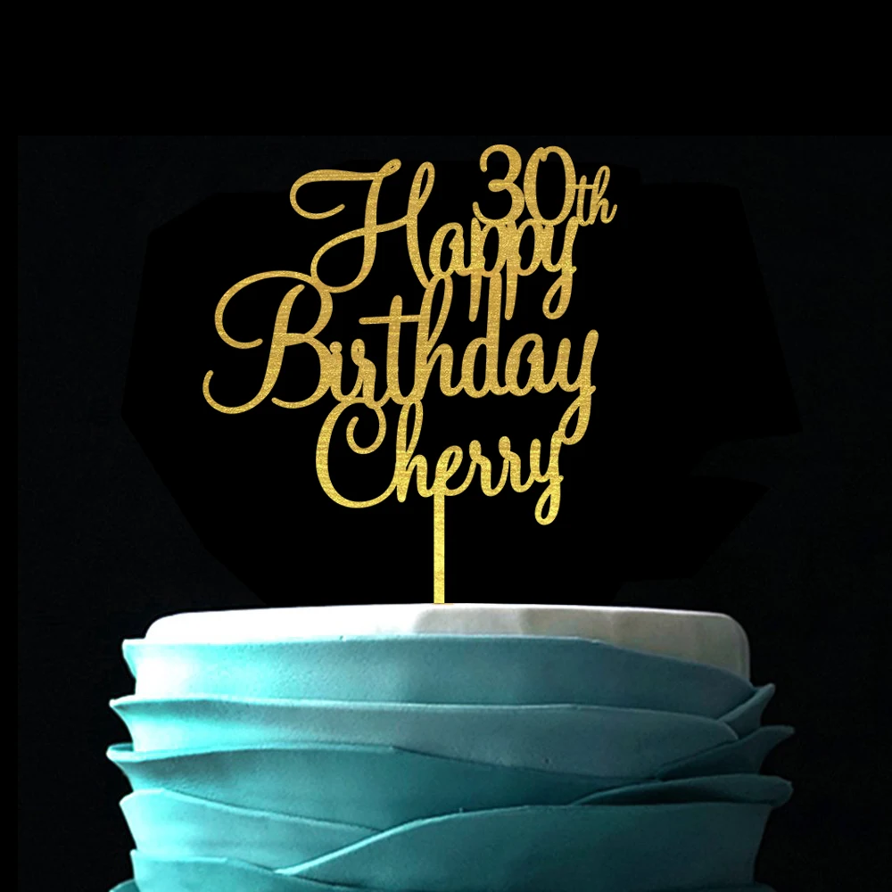 Персонализированная каллиграфическая название Топпер для торта на день