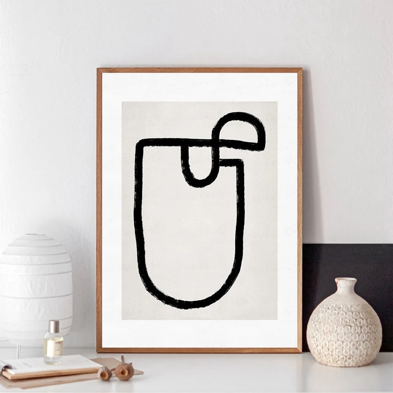 Черно серая линия абстрактная живопись Современная галерея настенное искусство