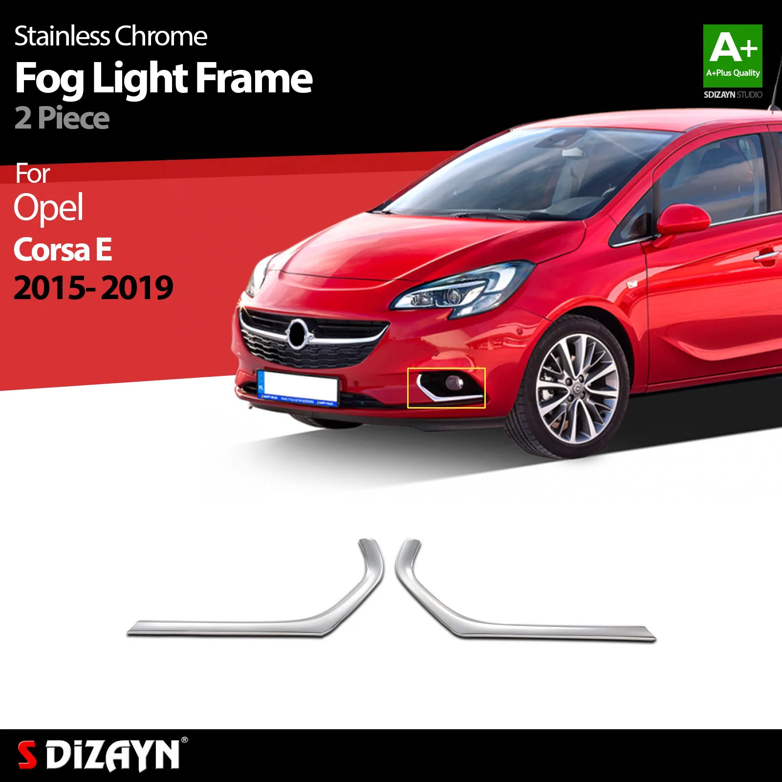 S Dizayn для Opel Corsa E хромированная рама противотуманных фар из нержавеющей стали 2 шт.