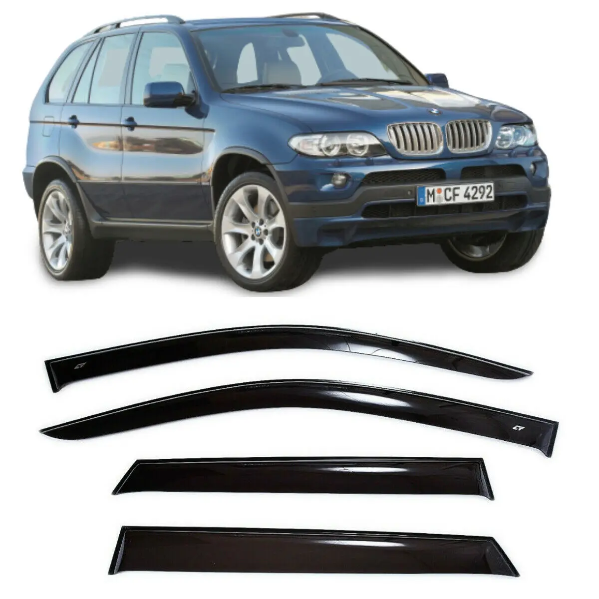 Дефлекторы окон Cobra Tuning B20200 на авто BMW X5 (E53) 1 l 5 door 2000 2006 4 шт./комп. ветровики от