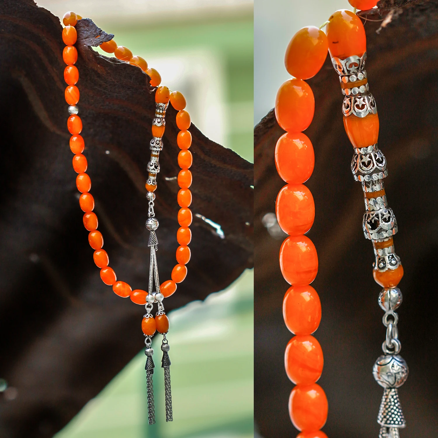

Nakka mame Orange Squeezed Amber Tesbih Fashion Turkish Premium Quality Handmade Jawelery