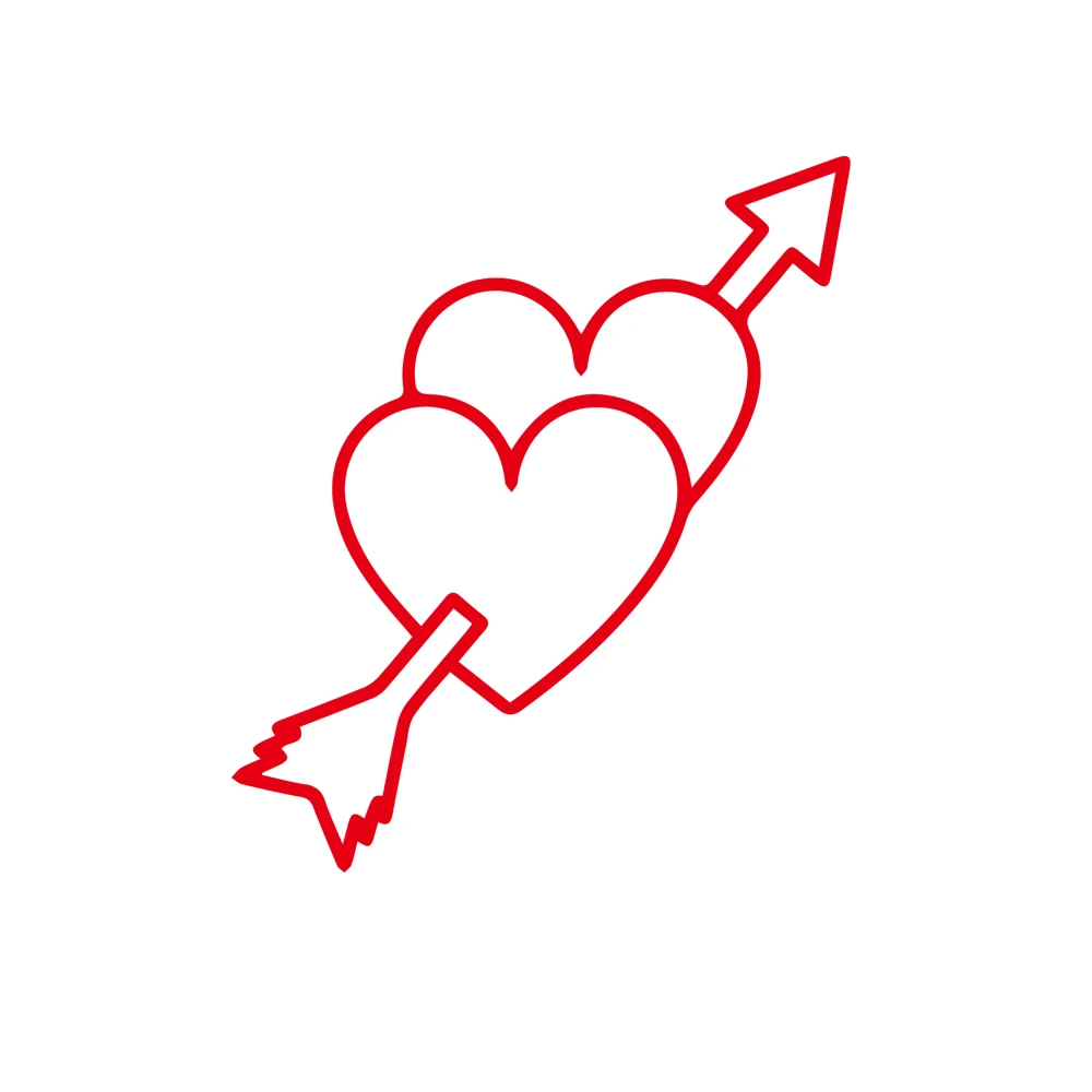 

Two Love Hearts Connected Together by Arrow Romantic Car Sticker Vinyl Accessories Decorative Decals.