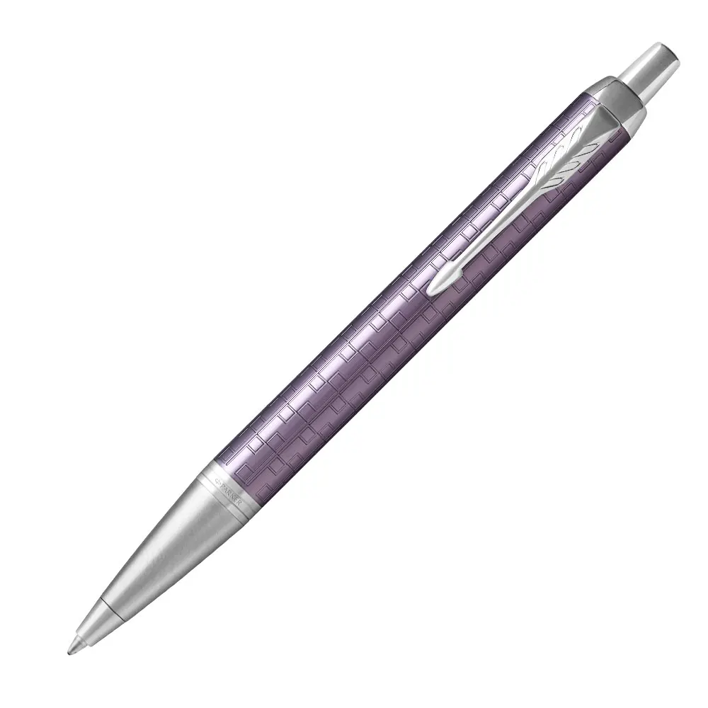 Parker IM Premium Ballpoint Pen Dark Violet Chrome Trim, Special Design Luxury Pen, Gift Box, M Nib, Blue Ink