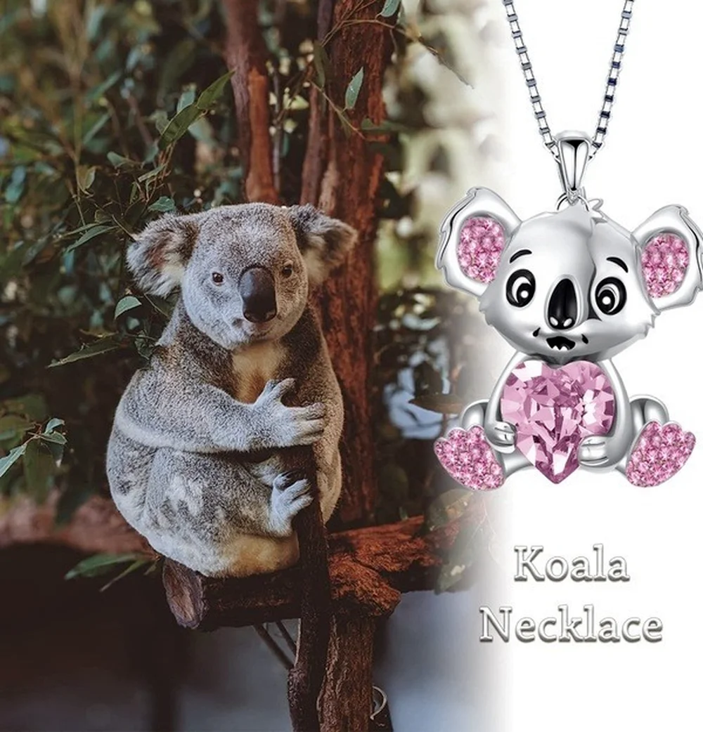Мода любовь кристалл коала медведь драгоценное ожерелье для женщин сердце