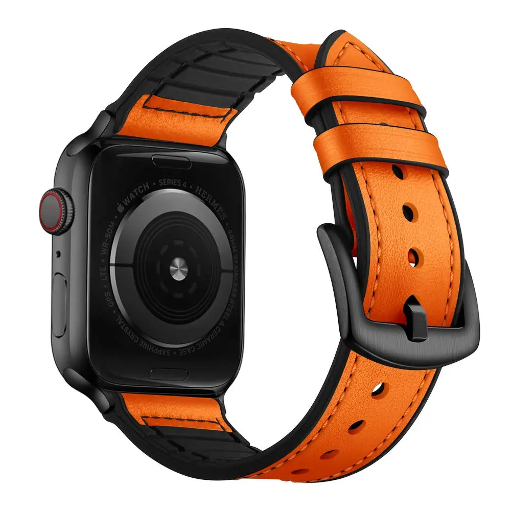 Кожаный ремешок для Apple watch band 42 мм 38 роскошный силиконовый + кожаный браслет iWatch