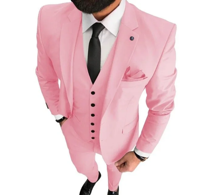 Customize Mens Suits 3-piece Suits Formal Suits Green Brown Pink Champagne Red Suits Set Jacket+Pants+Vest Plus Size 5XL For Men