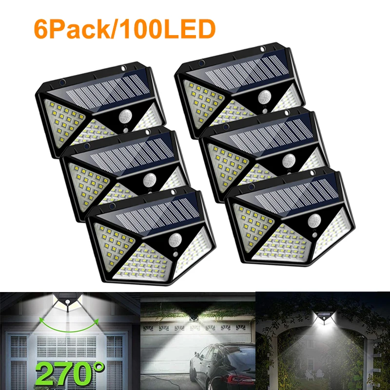 

Solar LED Sensor Light 100LED Wall Lamp Outdoor Garden Yard Pathway Lantern Waterproof IP65 Solar Powered Motion Sensor Lights