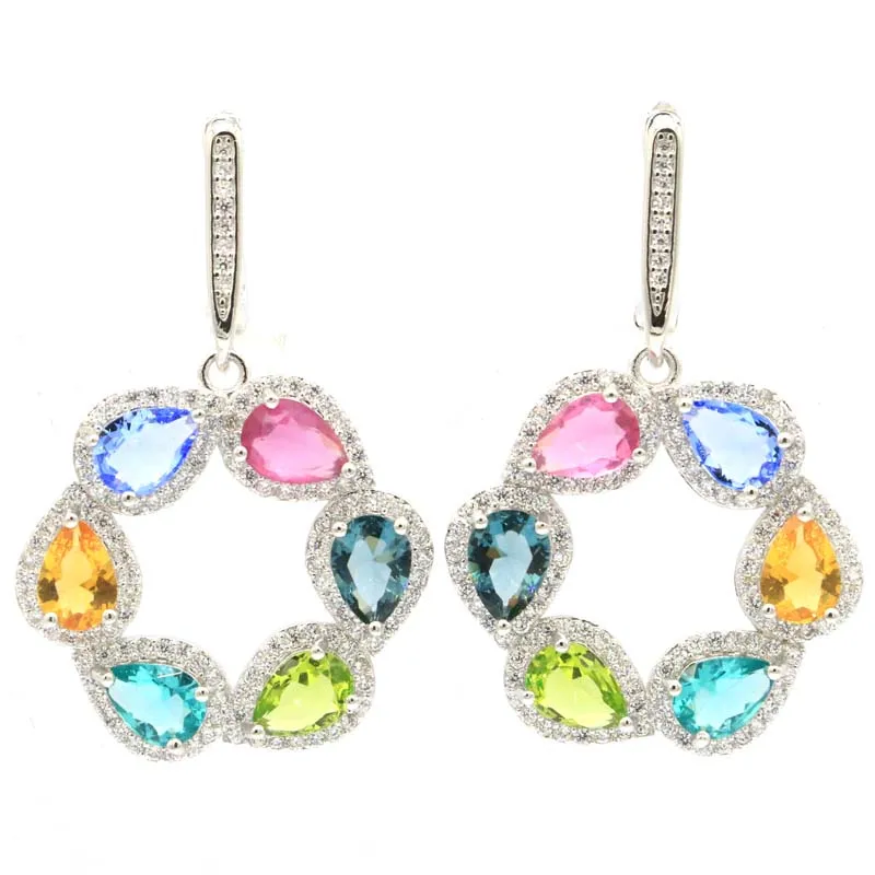 40x26 мм разноцветный турмалиновый перидот и голубыми аквамариновыми кристалами