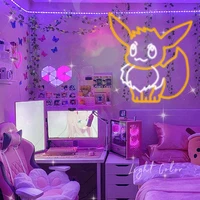 led aesthetic cute eevee japanese cat anime neon flex light sign home room wall decor kawaii anime bedroom decoration mural