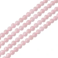natural gemstone pink rose quartz beads strand faceted flat round rondelle 6mm material for jewelry design making bracelet
