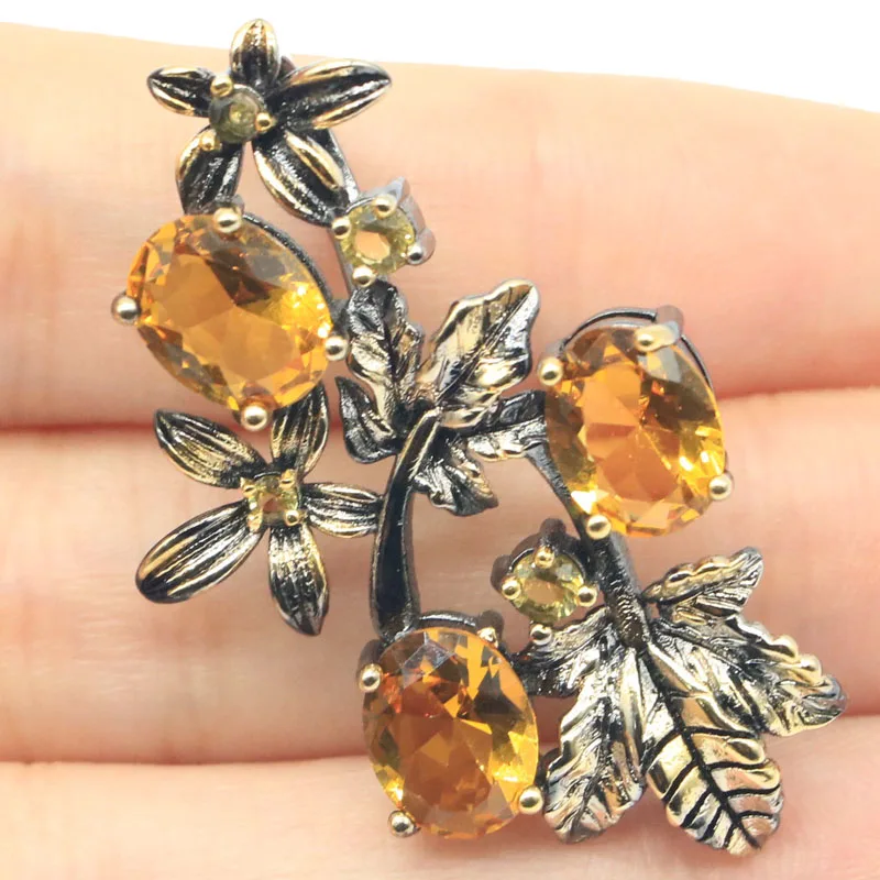 Неоготический винтажный кулон 41x26 мм, 6 г, с большим фиолетовым танзанитом, золотым цитрином, розовым морганитом, подарок на свидание, черный, золотой, серебряный кулон