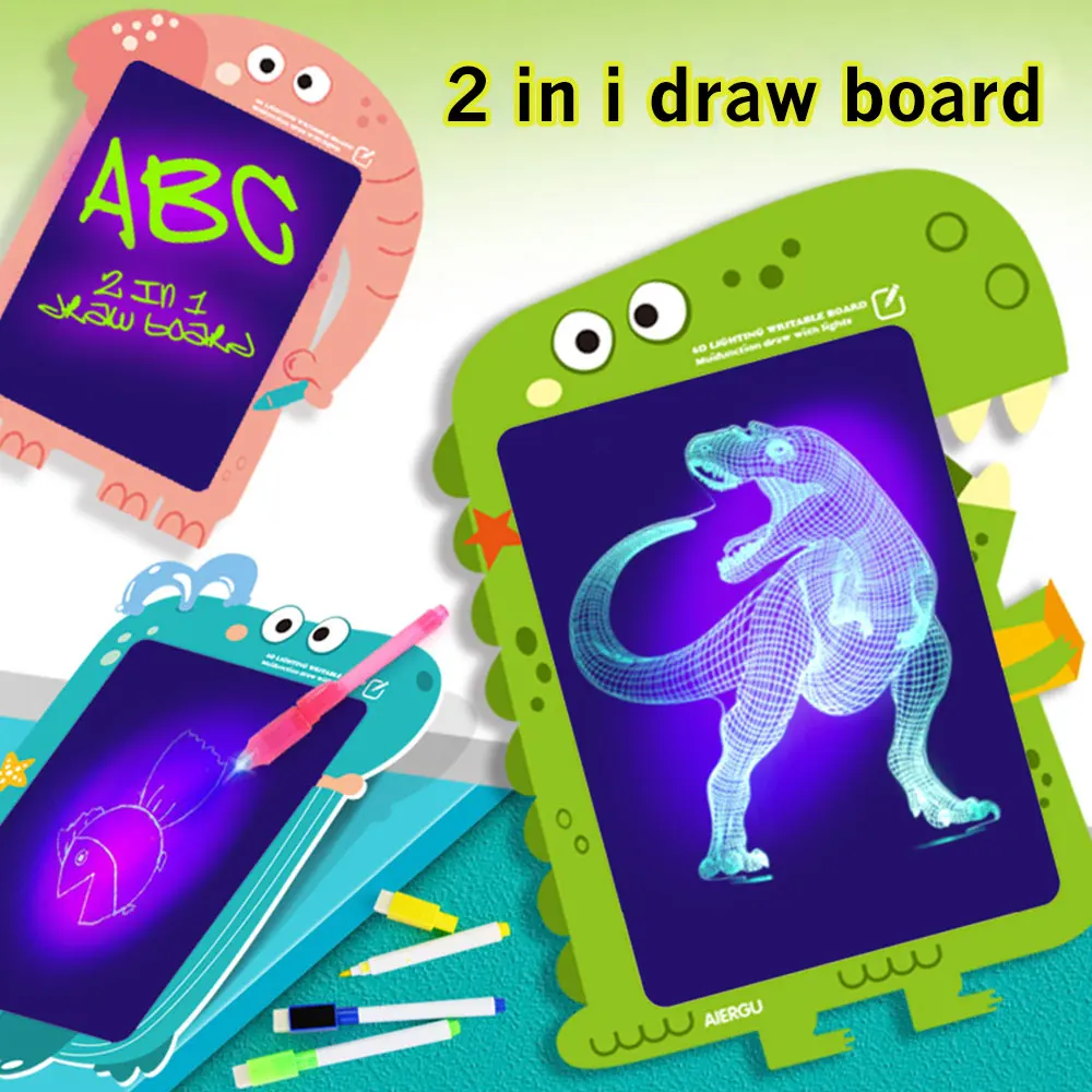 3D 2в1 Волшебная светящаяся доска для рисования граффити детский блокнот с легкой