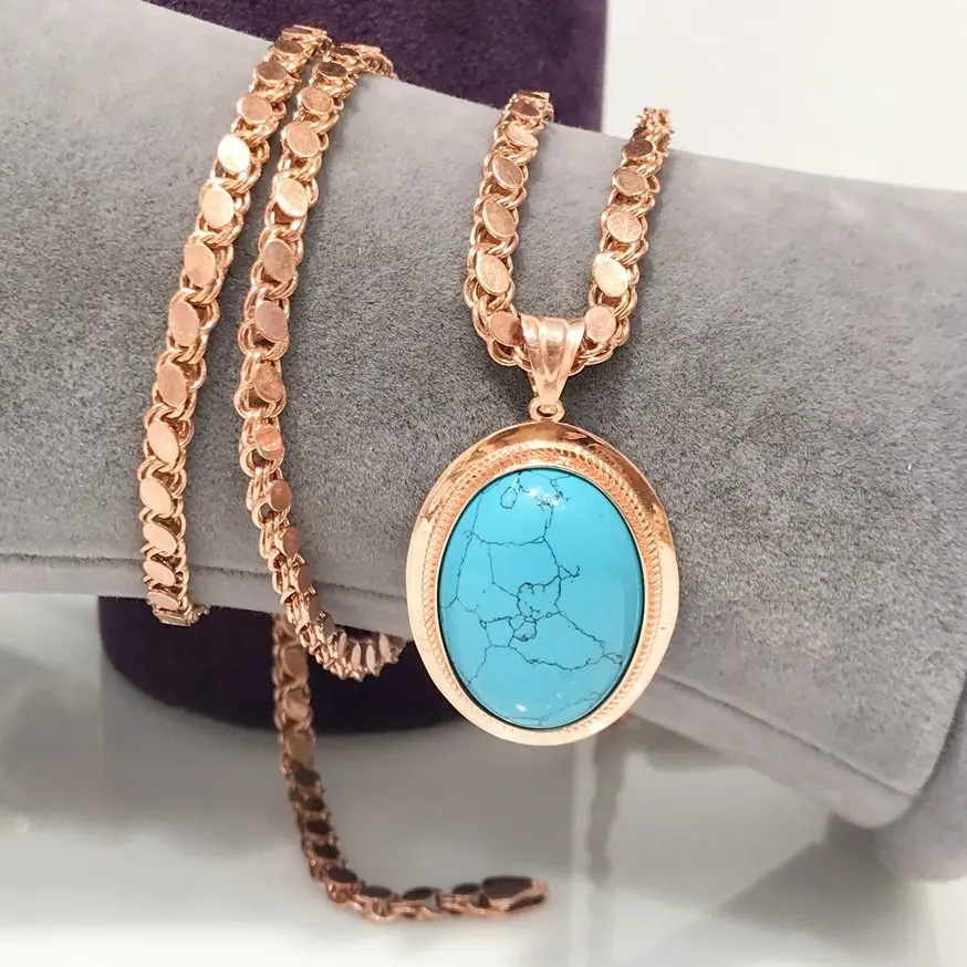 60 см цепочка ячмень большой бирюзовый камень Зеленый миндаль шекели серебряное