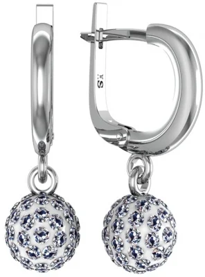 ПРИВОЛЖСКИЙ ЮВЕЛИР Серьги с 2 кристаллами swarovski из серебра | Украшения и