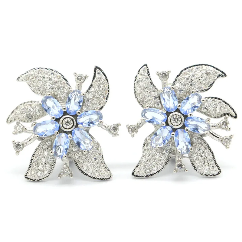 22x22 мм довольно создан насыщенный синий фиолетовый танзанит Белый CZ женские