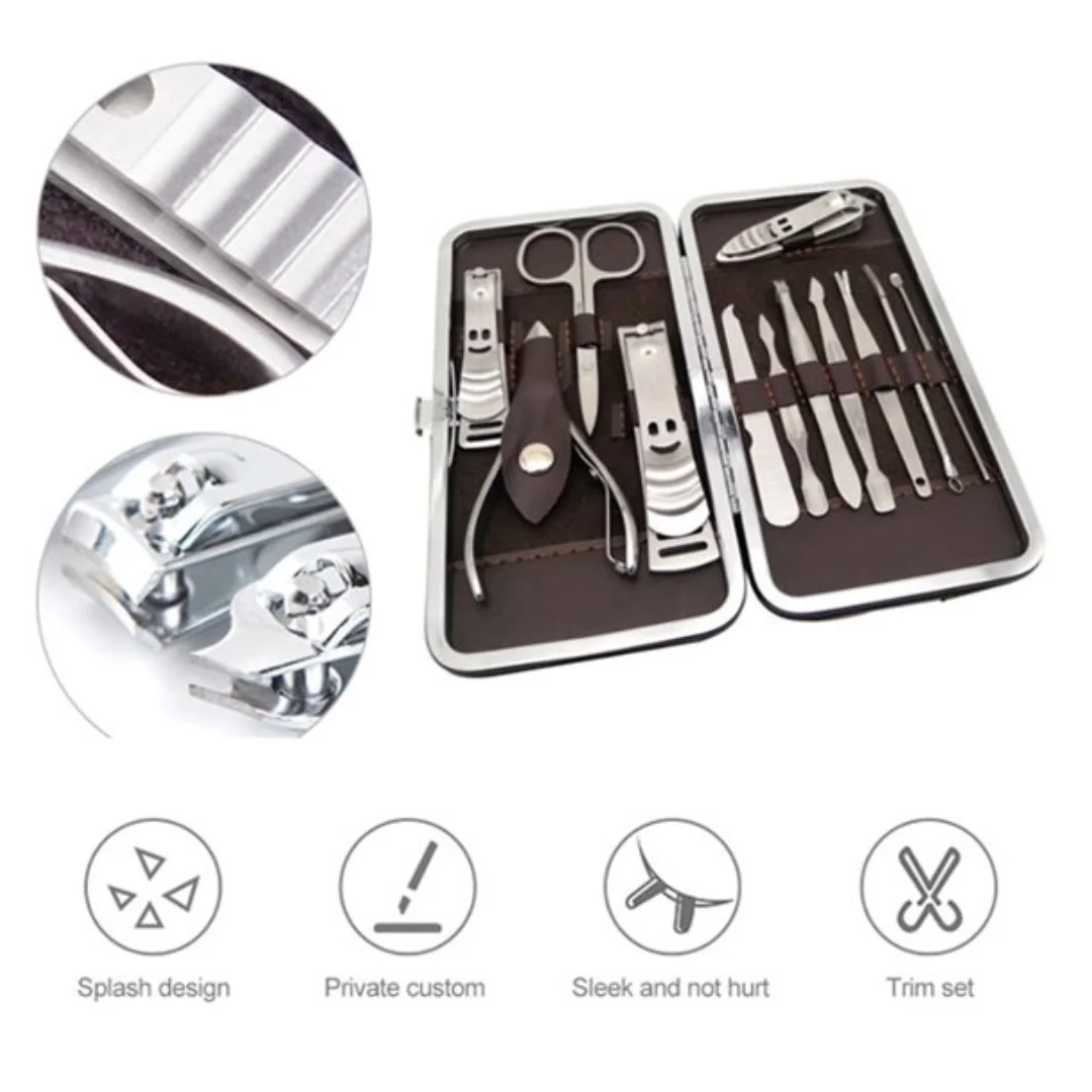 

12 pcs Manicure Nail Clipper Set Household Stainless Steel Ear Spoon Nail Clippers Manicure Tool Pedicure Nail Scissor Full Set