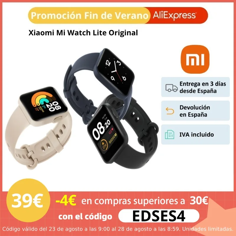 Xiaomi Mi Watch Lite GPS/GLONASS integrado | Pantalla a color de 1 4 ''| Устойчивая к влаге 5 ATM|Смарт-часы|