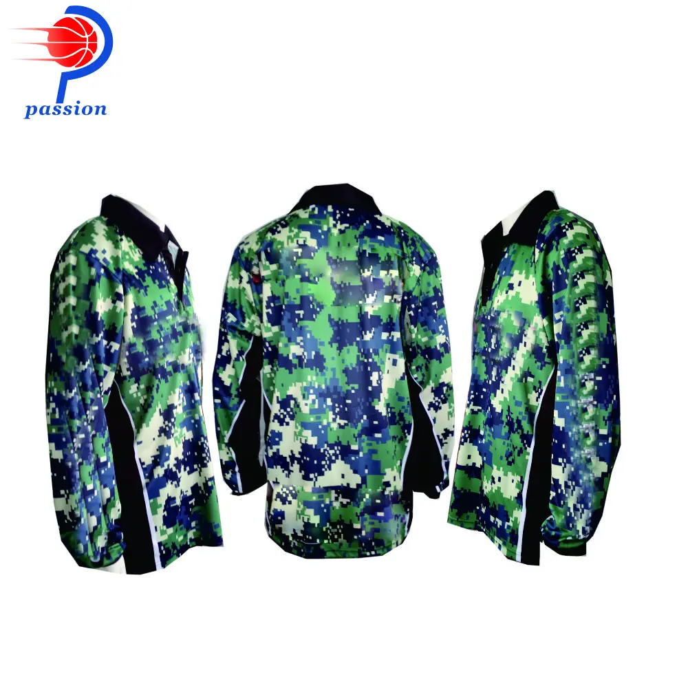 Зеленые камуфляжные рубашки для рыбалки с длинным рукавом и 3 пуговицами