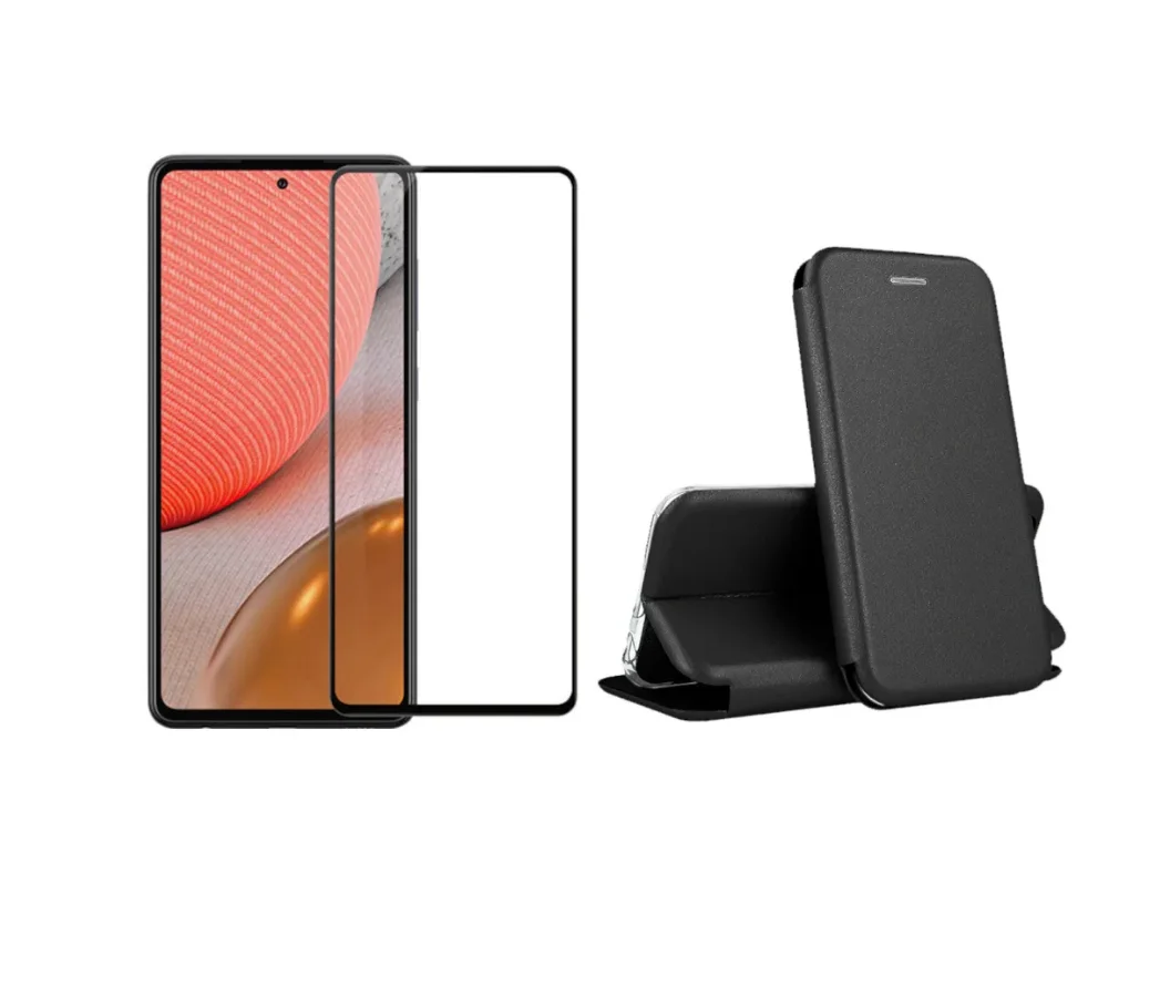 Комплект 2 в 1 для Samsung Galaxy A12 чехол книжка разных цветов с подставкой и карманом +