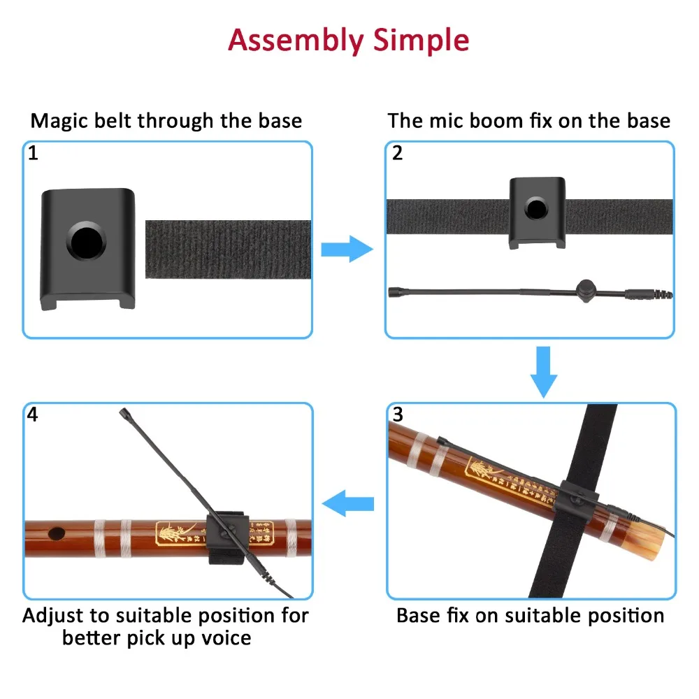KIMAFUN 2.4G Auto-paring Wireless Noise Reduction Flute Microphone Musical Instruments for Musicians Clarinet Harmonica Piccolo enlarge