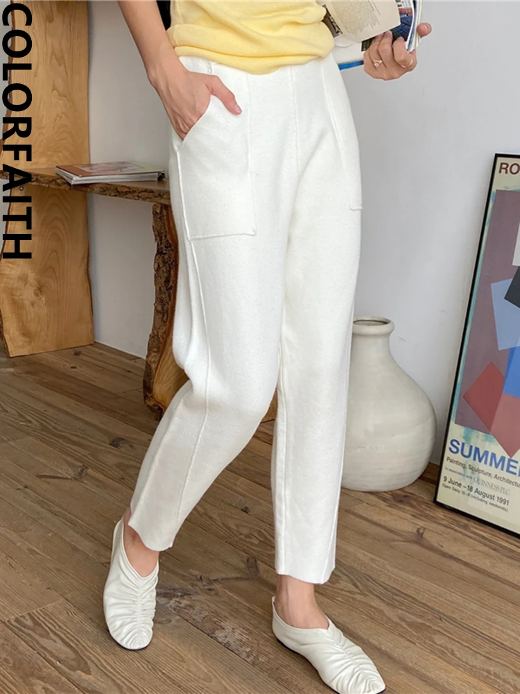 

Colorfaith New 2022 Capris High Waist Wide Leg Ankle-Length Harem Wild Korean Fashion Spring Summer Women Pants Trousers P1058