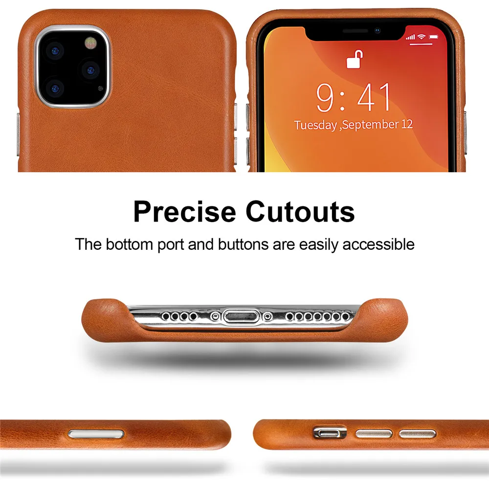Jisoncase кожаный чехол для iPhone 11Pro MAX, ультра тонкий чехол из натуральной кожи, противоскользящий мягкий захват, устойчивый к царапинам чехол