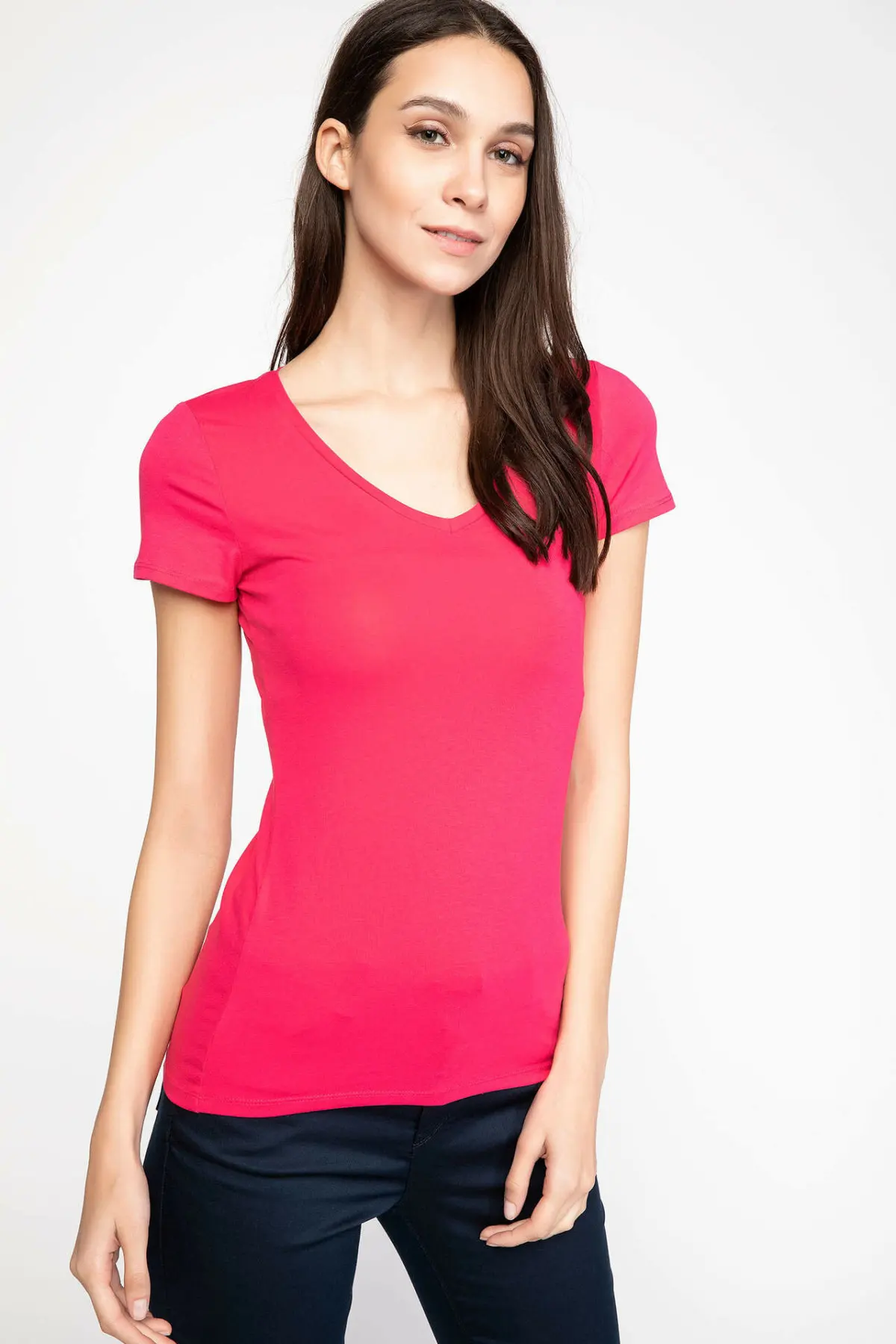 Женская футболка с коротким рукавом DeFacto модный сексуальный облегающий