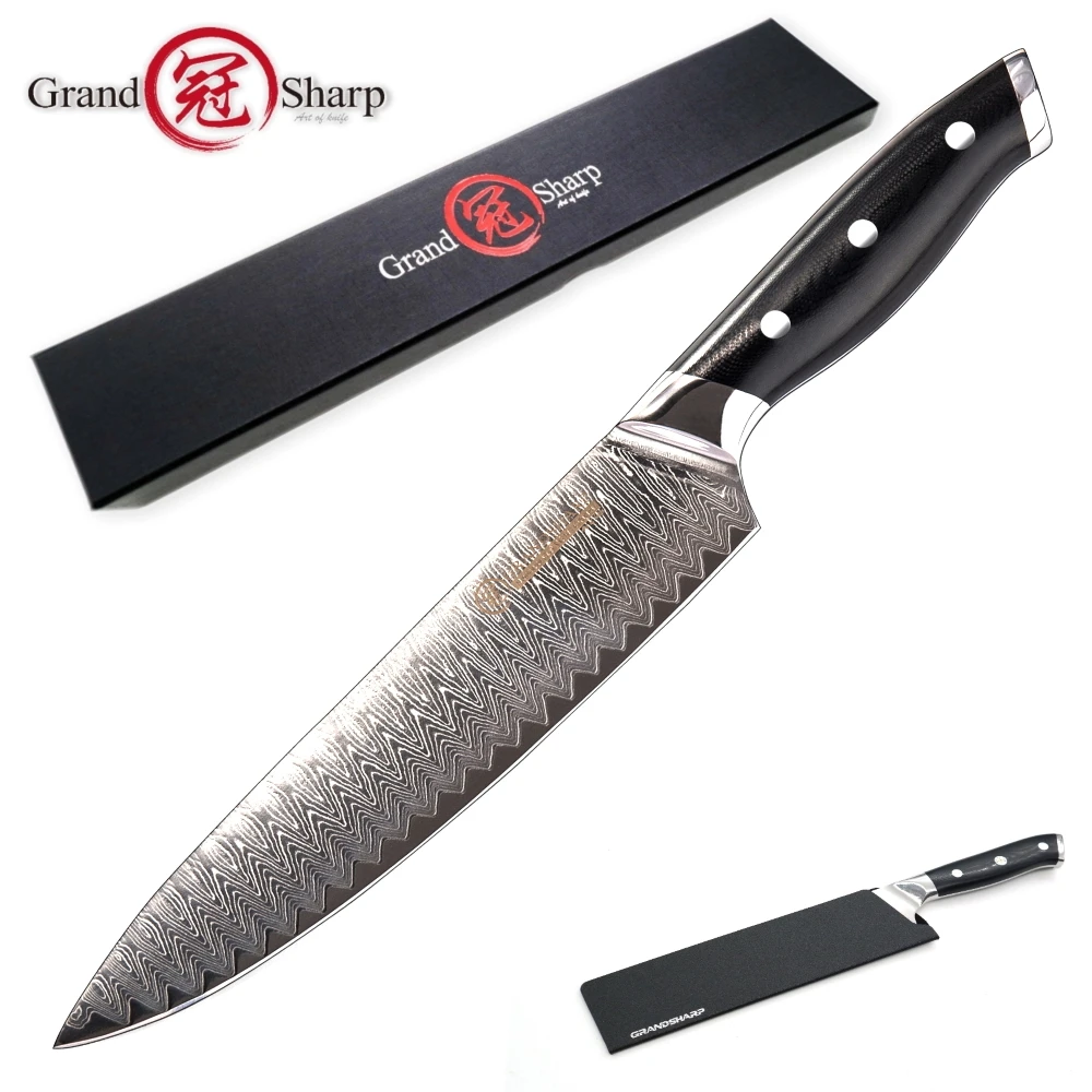 GRANDSHARP высококачественный 8 &quotповарской нож японские 67 слоев Дамасская сталь