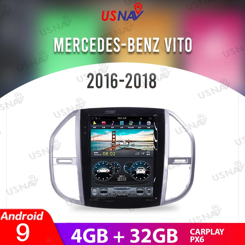 

USNAV 12.1" For Mercedes Benz VITO 2016-2018 Tesla Screen Android 9 Car Multimedia GPS Navi Stereo Head Unit Carplay 4G+32G DSP