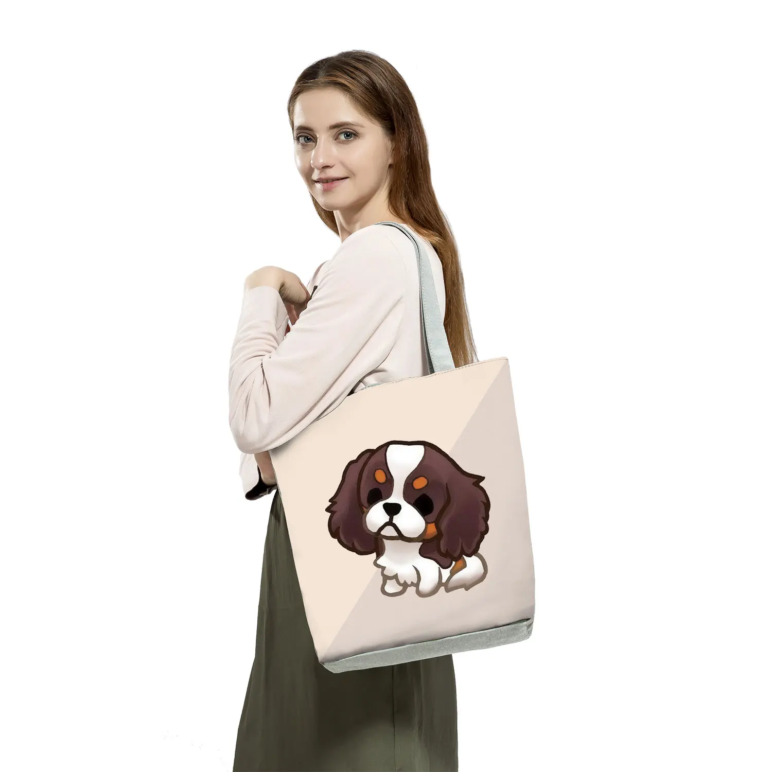 Charles Spaniel Dog Printed Women Handbags Fashion Tote Shoulder Bags Large Capacity Shopping Bag Bolsa Female Custom Pattern