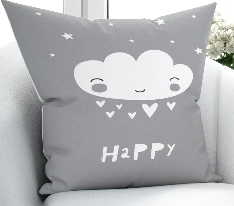 

Else Gray White Happy Clouds Scandinavian 3D Print Microfiber Throw Pillow Case Cushion Covers Square Hidden Zipper 45x45cm