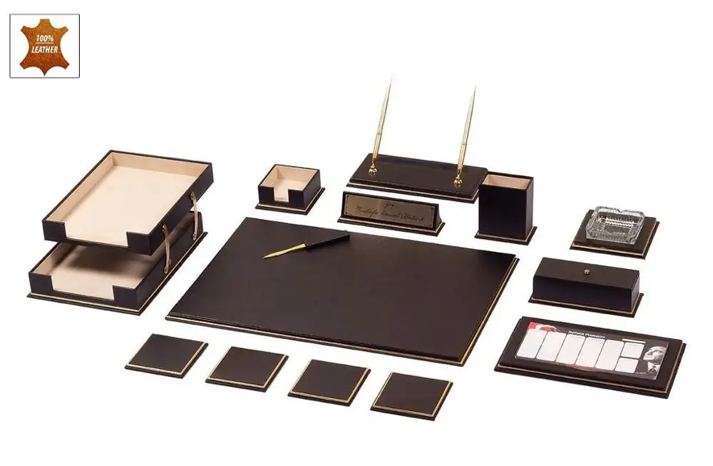 Набор из 15 предметов натуральной бычьей кожи органайзер для стола офисные