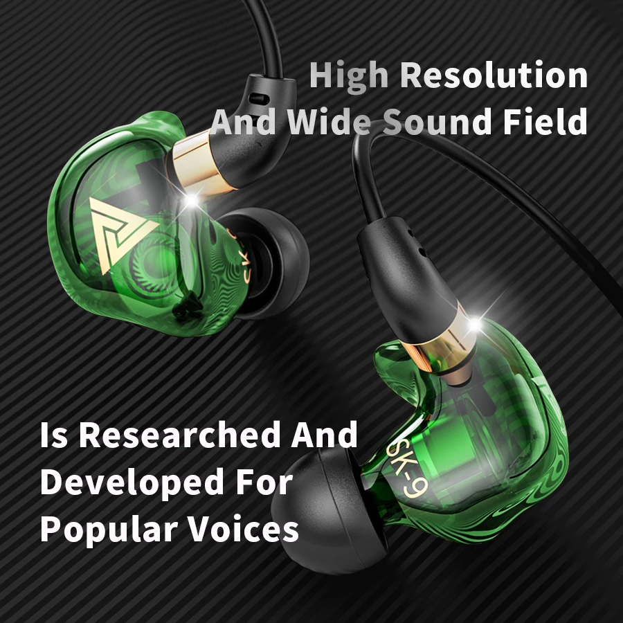 

Original QKZ-SK9 In Ear Earphones Sport Stereo Super Bass HiFi Sport Gamer Headset Noise Cancelling with Microphone
