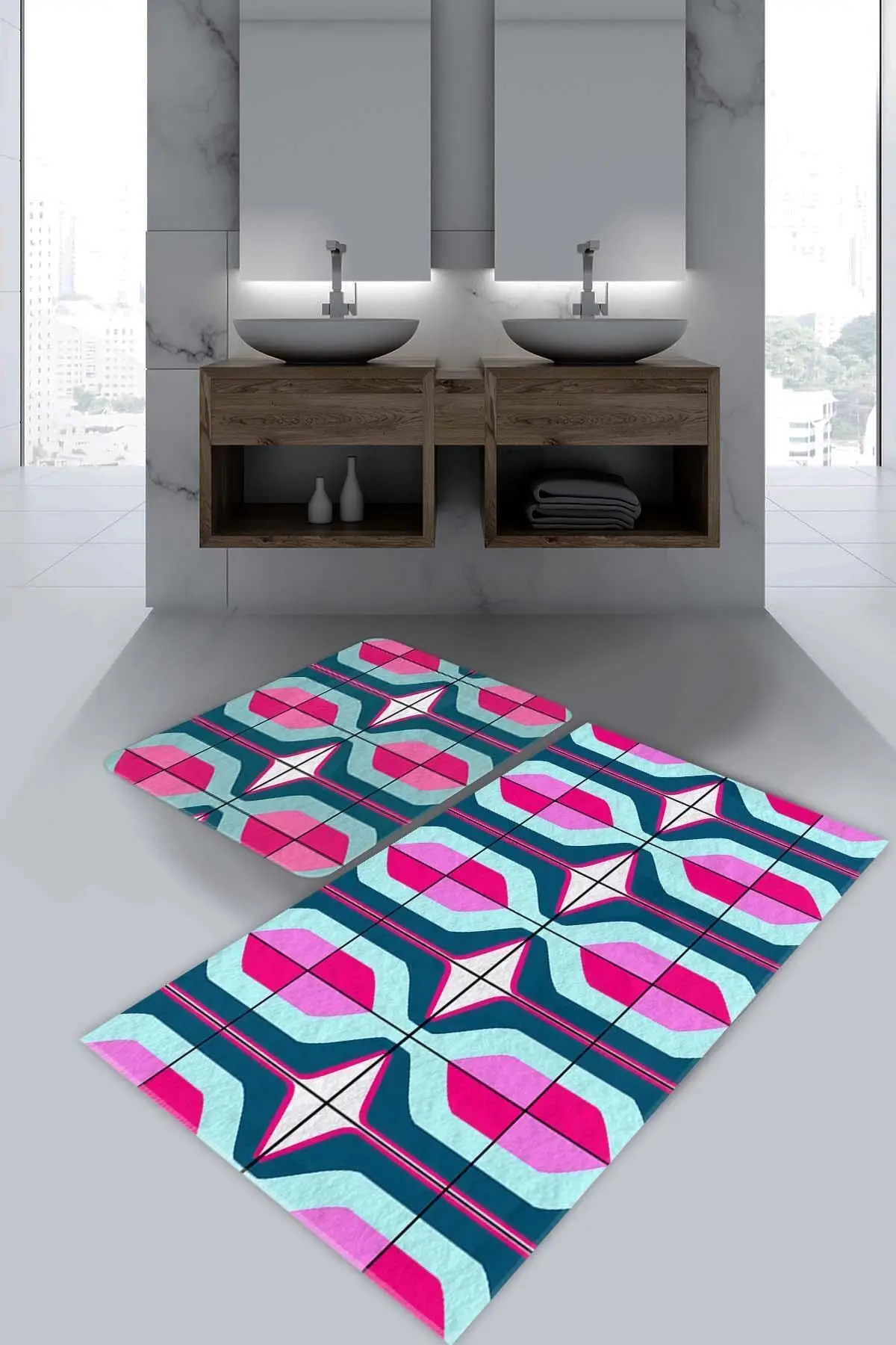 

Square Bathroom Rugs-Rugs Bathtub Mat- Shower Room Mat -Toilet Bath Mat- 2 pcs
