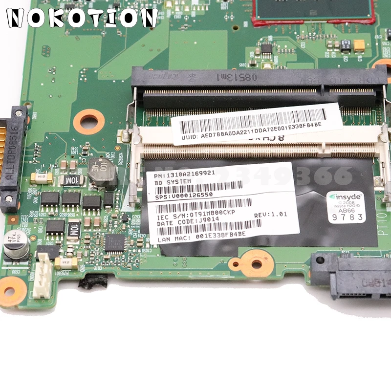 NOKOTION для TOSHIBA salellite A300 A305 материнская плата для ноутбука V000126550 6050A2169901 основная плата GM45 DDR2 Бесплатный процессор