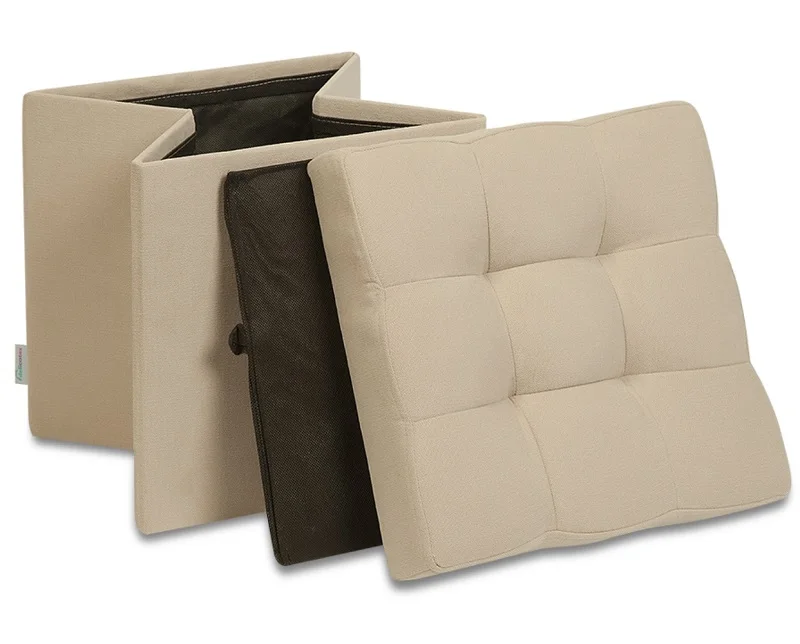 Пуф табурет складной для хранения Дели Delicatex светло бежевый в прихожую гостиную