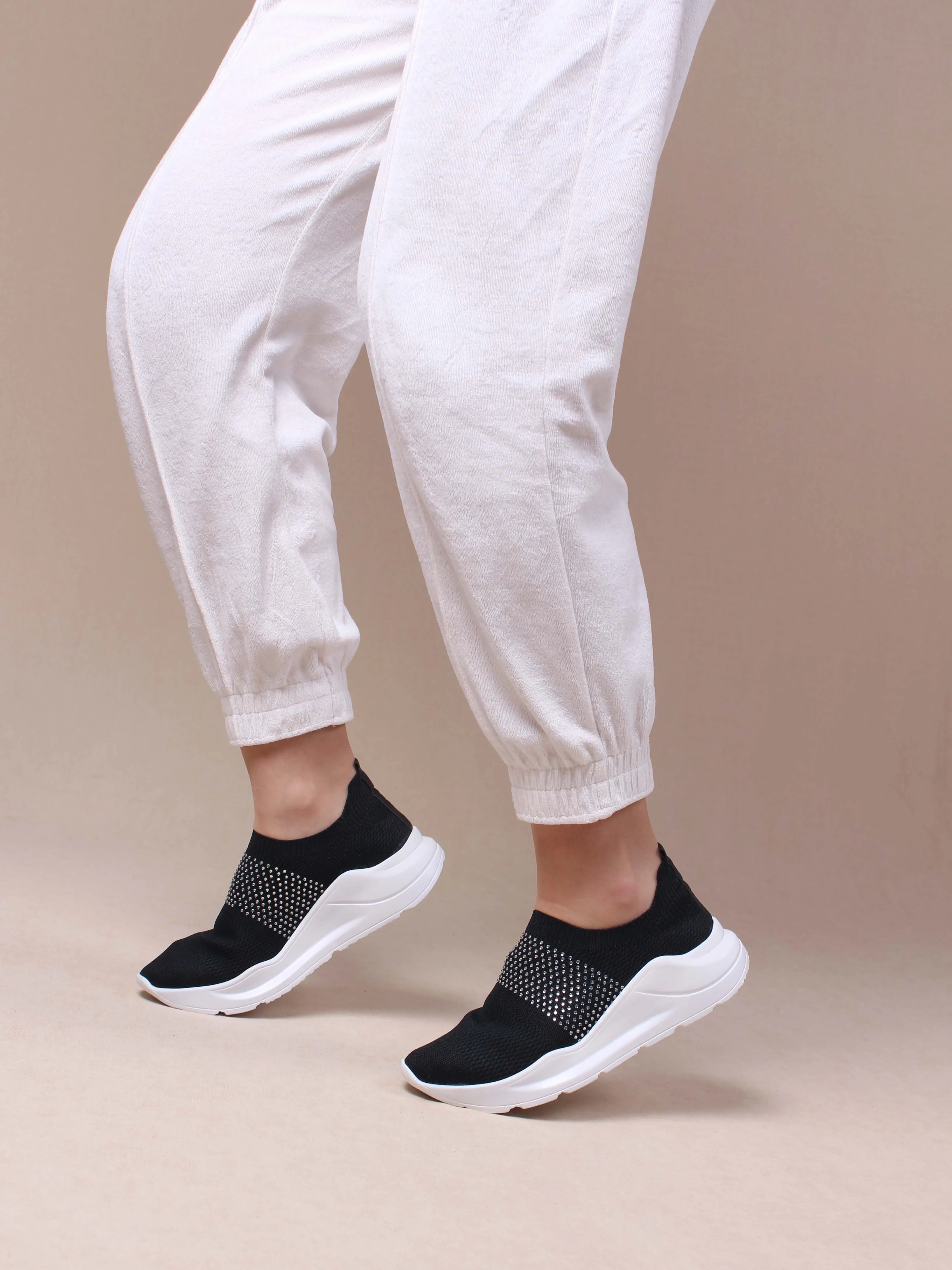 

Women's Black Knitwear Stone Casual Casual Sports Shoes 2021 Summer Season