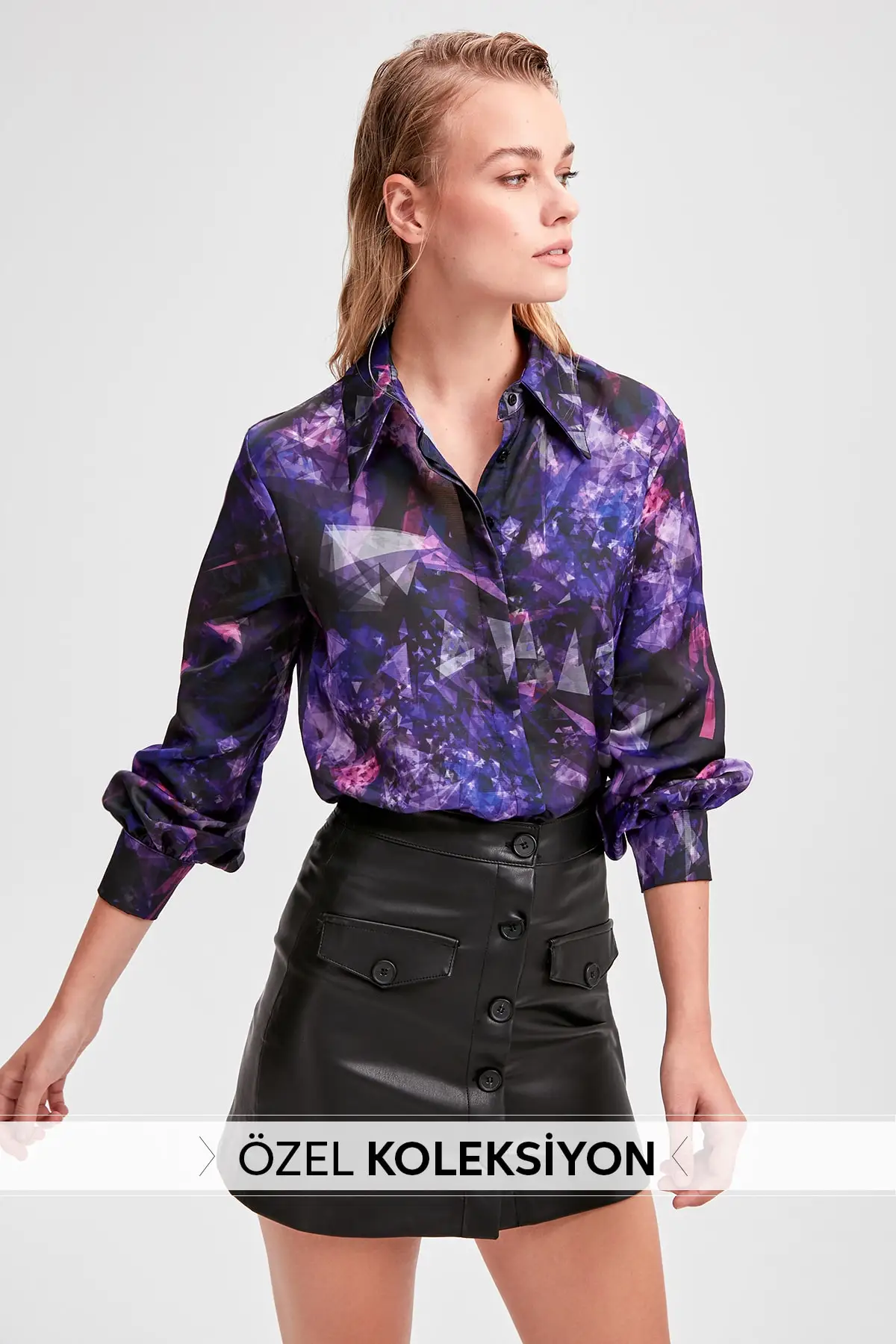Trendyol Фиолетовая рубашка с рисунком TWOAW20GO0367|Рубашки| |