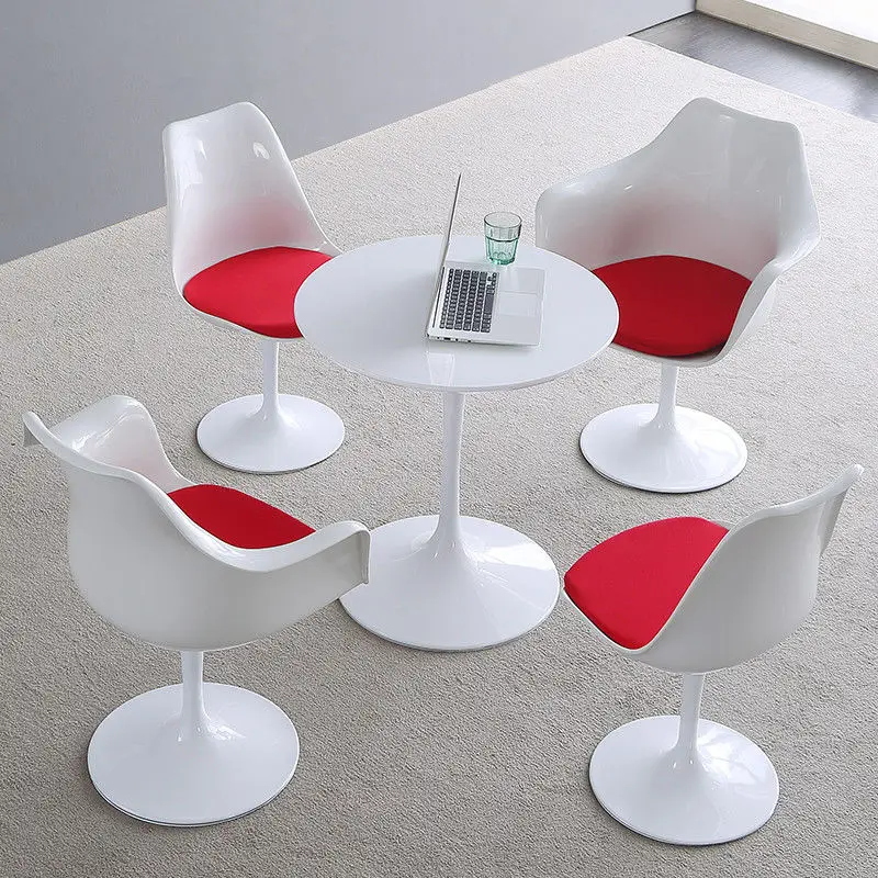 Saarinen круглый стол тюльпан белый диам 70 СМ Круглая глянцевая лакированная поверхность